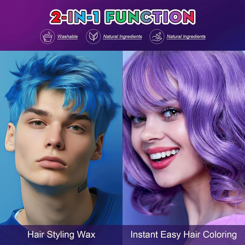 4 colors temporary hair dye, temporary hair color wax disposable hair dye cream instant hair dye wax for men, women,-cosplay, party, masquerade, Halloween DIY (green, purple, red, blue)