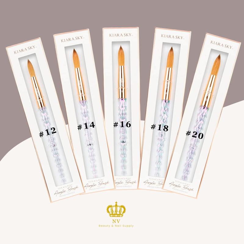 Kiara Sky Acrylic Nail Brush Clear Crystal 100% Kolinsky size 14, size 16, size 18, size 20 Manicure Nail Care