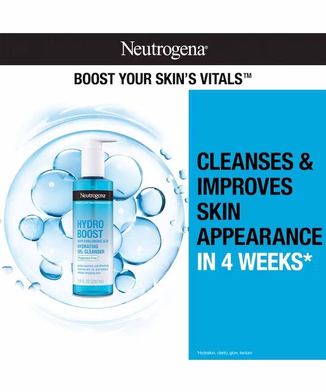 Neutrogena Hydrating Duo, Hydro Boost Facial Cleanser 7.8 fl. oz & Hydro Boost Water Cream Face Moisturizer 1.7 fl.oz, Fragrance Free Gel Hydrate