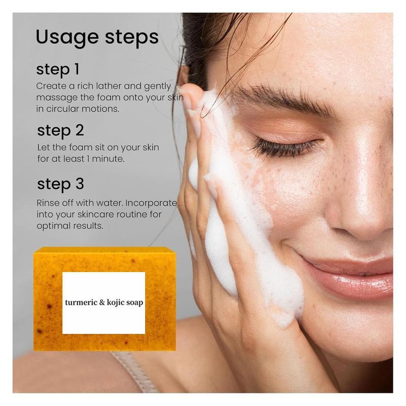 2Pcs Lemon Turmeric Kojic Acid Soap Lemon Kojic Acid Soap Bar Turmeric Soap Bar Kojic Acid Soap for Face