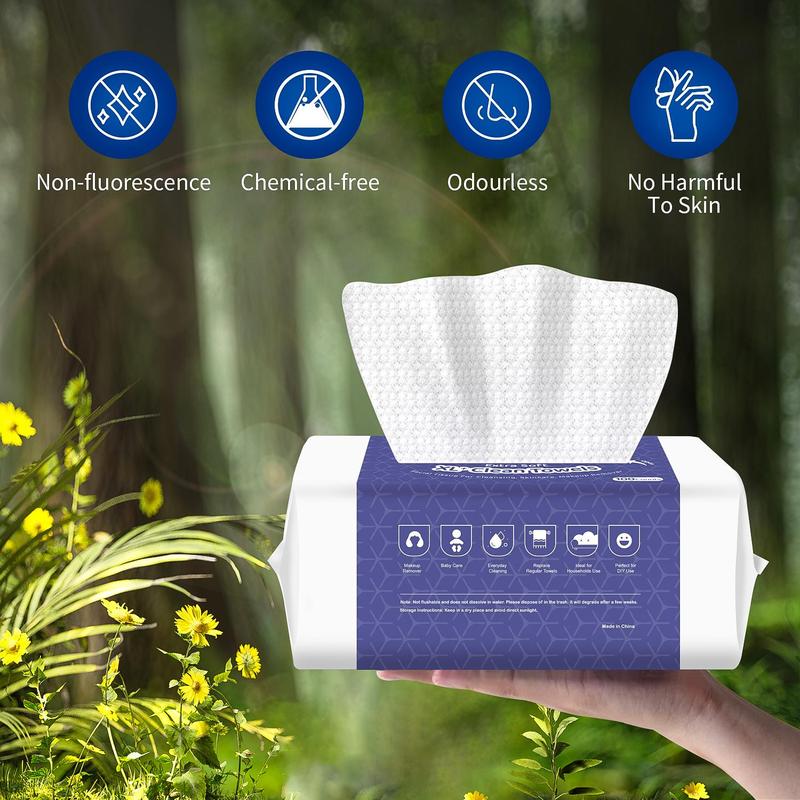 Summer Comfort Disposable Facial Cleaning Towel, 100pcs pack Gentle Facial Wash Cloth for Sensitive Skin, Lint- Free Facial Tissue for Cleansing, Skincare and Makeup Remover, Dry Wipes, Skincare Tools, Skin Care Products