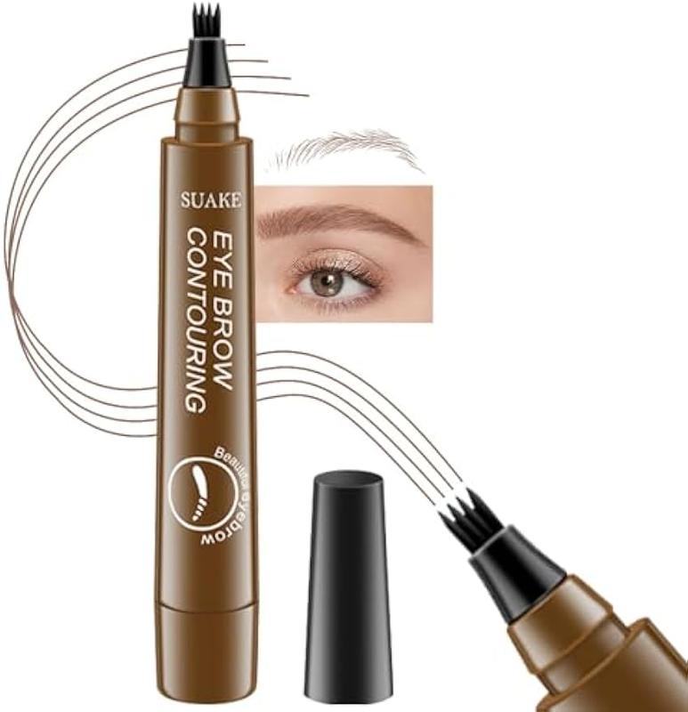 Magical Precise Waterproof Brow Pen,4 Tip Microblade Eyebrow Pen,Eye Brow Contouring Pen Pencil,Eyebrows Gel Makeup,delineador lapiz para cejas,24 Hours Long Lasting Smudge Proof,01 Light Brown Cosmetic