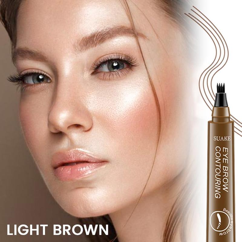 Magical Precise Waterproof Brow Pen,4 Tip Microblade Eyebrow Pen,Eye Brow Contouring Pen Pencil,Eyebrows Gel Makeup,delineador lapiz para cejas,24 Hours Long Lasting Smudge Proof,01 Light Brown Cosmetic