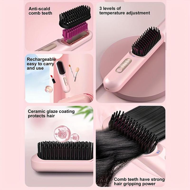 Portable Hair Straightening Comb, Multi-purpose Straightening Comb for Travel, Mini Hot Comb, Hair Styling Tool for Women and Men, Christmas Gift