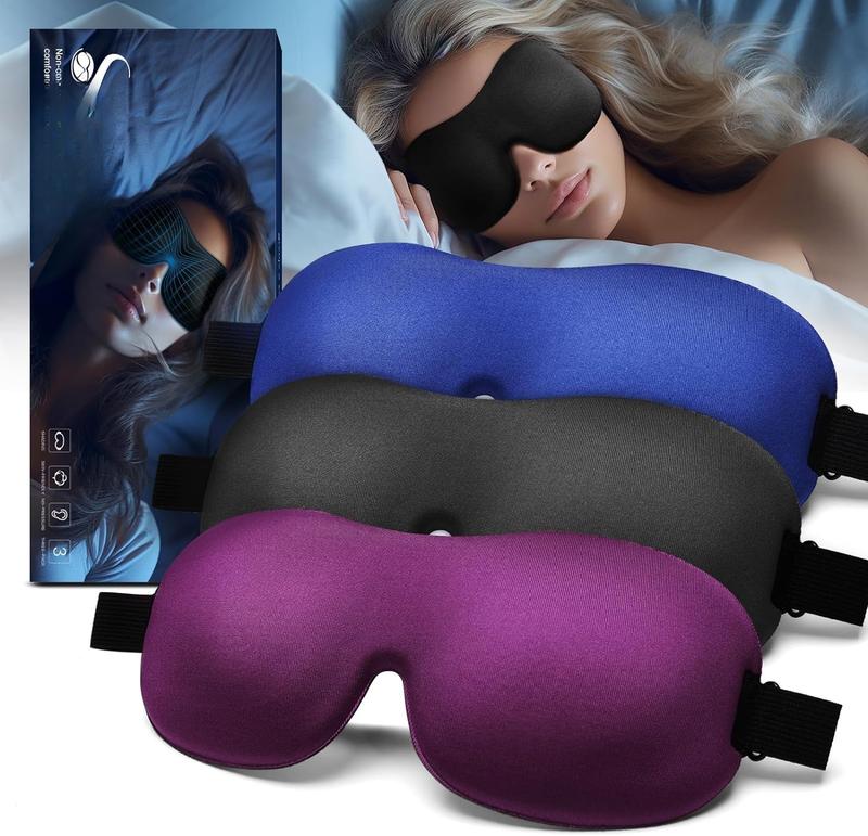 Sleep-Eye-Mask-for-Side-Sleepers: Light Blocking Eye Mask for Sleeping 3D Blackout Eye Cover Women Men, Travel Blindfold (blackbluepurple)