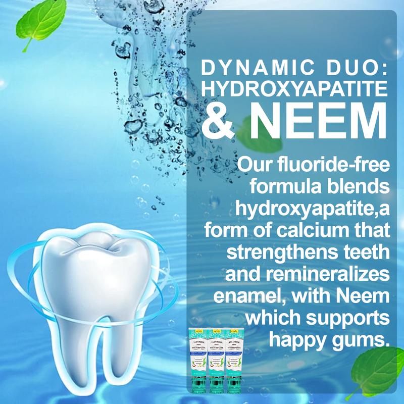 Non Fluoride, Hydroxyapatite, Whitening Toothpaste - Freshens Breath, Fights Plaque - CocoMint Jasmine Neem, 4.2oz Oral