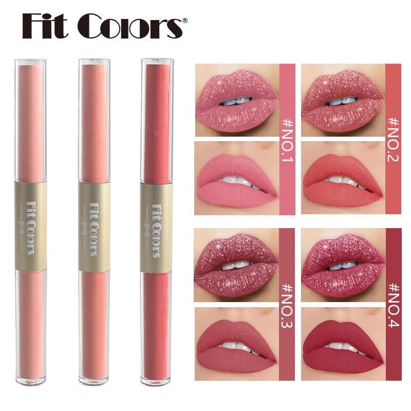 Double-Ended Liquid Lipstick, 2 In 1 Matte & Shimmering Lip Gloss, Moisturizing Lip Glaze Lipstick, Music Festival Makeup Accessories, Lip Cosmetic