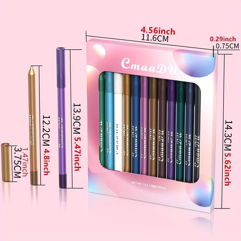 Long Lasting Eyeliner Pen (12pcs set), 2 in 1 Matte Shimmer Eyeshadow & Eyeliner Pen, Easy To Apply for Eye Makeup, Great for Professional & Beginners