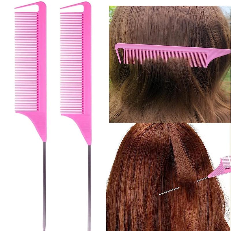 Heatless Hair Styling Comb Set, 5 Counts Teasing Hair Comb & Pointed Tail Comb & Eyebrow Shaping Brush, Hair Styling Tools for Home & Salon