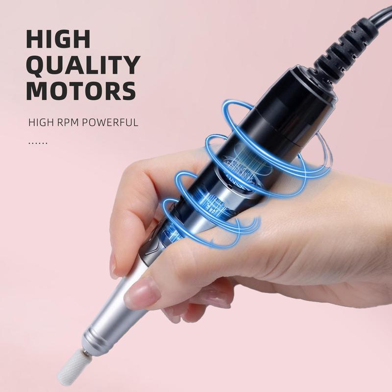 Portable Electric Nail Drill, 35000RPM Nail Polisher with 6 Counts Nail Drill Bit, Professional Nail Art Tool for Home & Salon Use