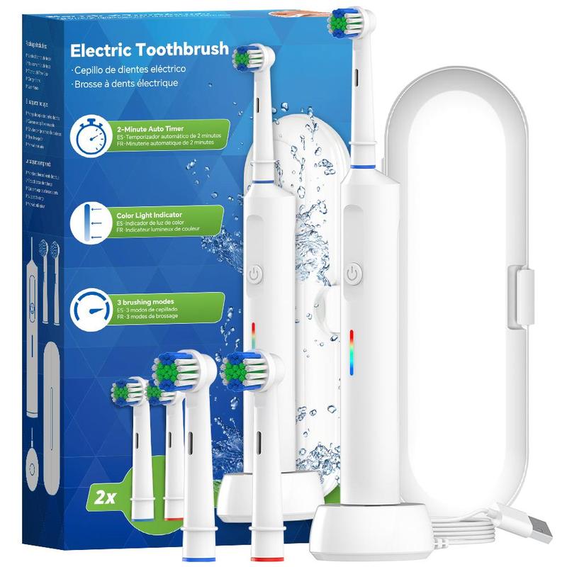 Electric Toothbrush Set 4 Replacement Brush Head, 1 Box Rechargeable Smart Rotating Electric Toothbrush, Oral Care Product, Christmas Gift