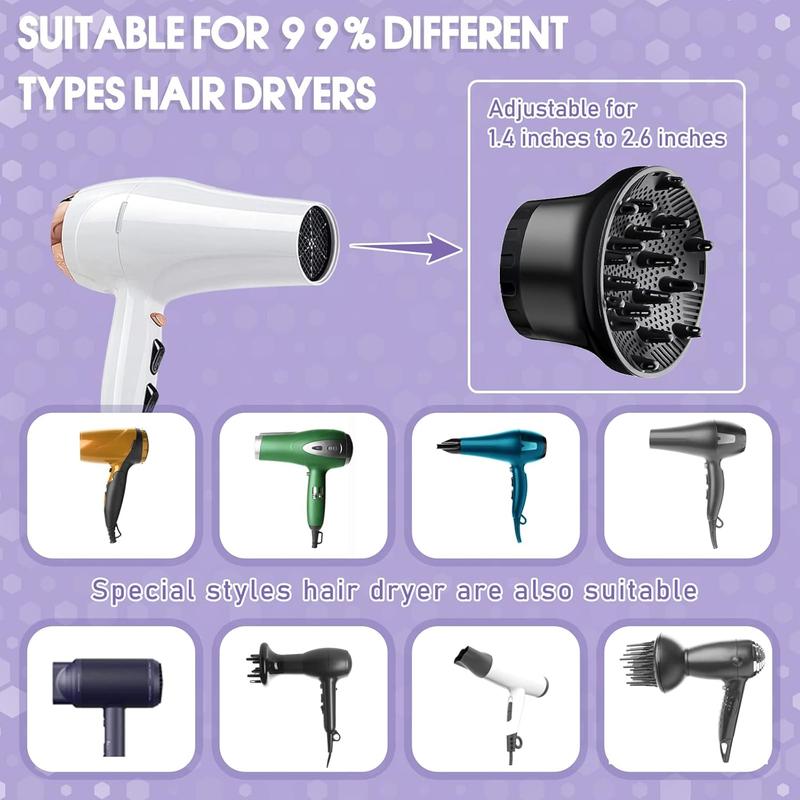 Adjustable Diffuser Attachment for Hair Dryer Hair Suitable for 1.4 inch to 2.6 inch, Diffuser Hair Dryer, Universal Hair Diffuser for Curly Hair, for Fine Thick Natural Wave and Frizzy Hair