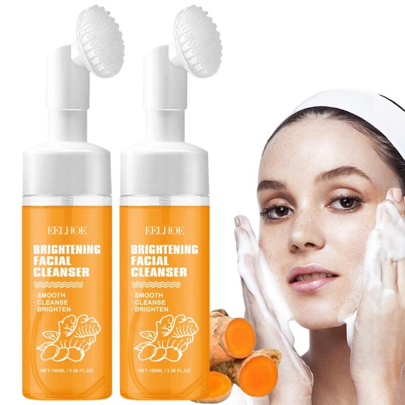 Turmeric Brightening Facial Cleanser, 2 Counts set Deep Cleansing Hydrating Facial Cleanser, Refreshing Oil Control Facial Cleansers for Women & Men, Christmas Gift