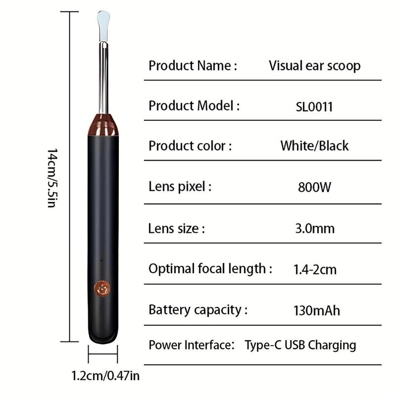 Wireless Ear Wax Removal Tool, 1 Set Visual Ear Cleaning Ear Wax Removal Tool with Camera & Light, Ear Wax Removal Kit for iOS & Android, Christmas Gift