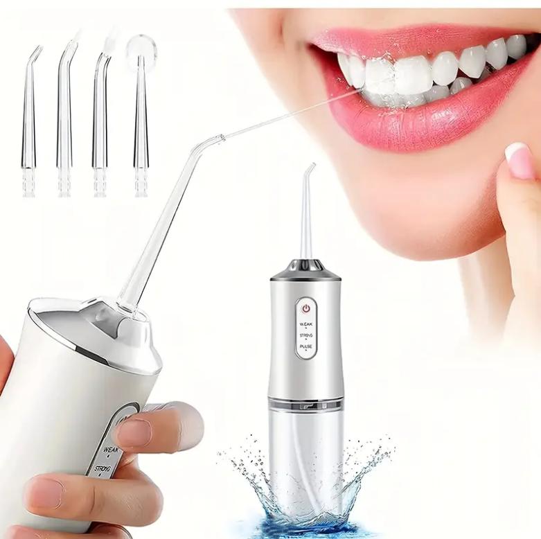 Rechargeable Water flosser, Dental Cleaner, Dental Flosser Water Jet Oral Irrigator for Teeth，IPX7 Waterproof, 3 Modes, 4 nozzles, Rechargeable Portable Rechargeable Portable