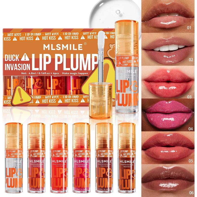 Duck Theme Lip Plumper, 6 Counts set Moisturizing Lip Gloss, Glossy Lip Glaze Stick, Plumping Lip Oil Lip Stick for Girls & Women