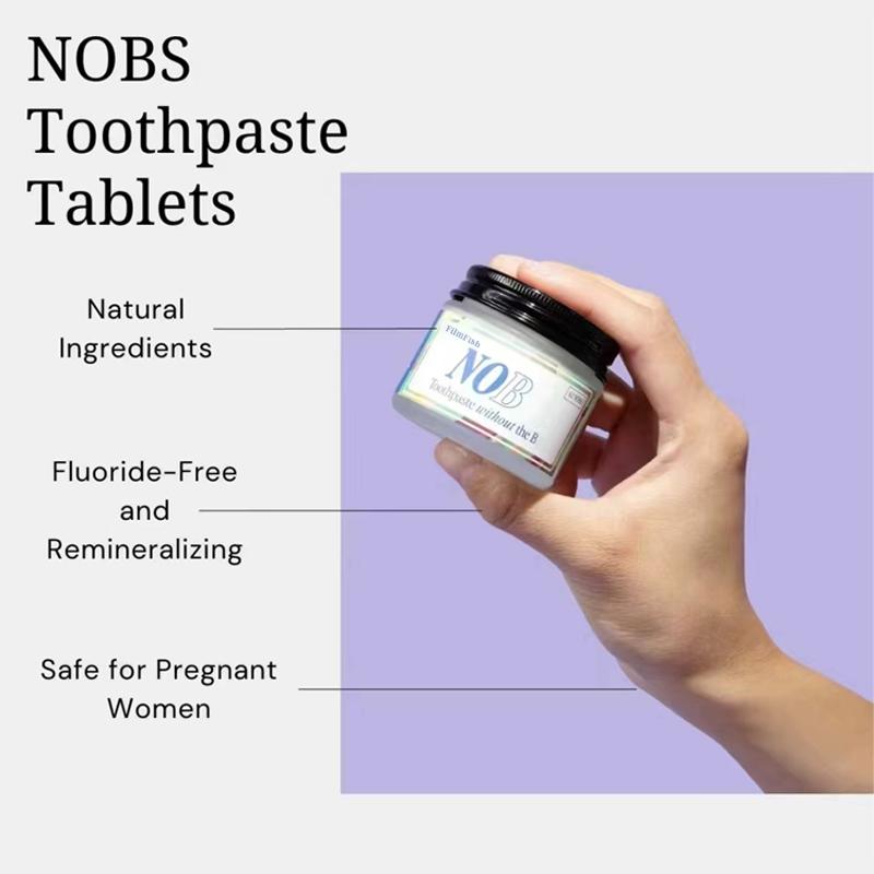 NOBS Toothpaste Tablets - Remineralize with NHA - Flouride & Plastic Free - Eco & Travel Friendly - Oral Whitening