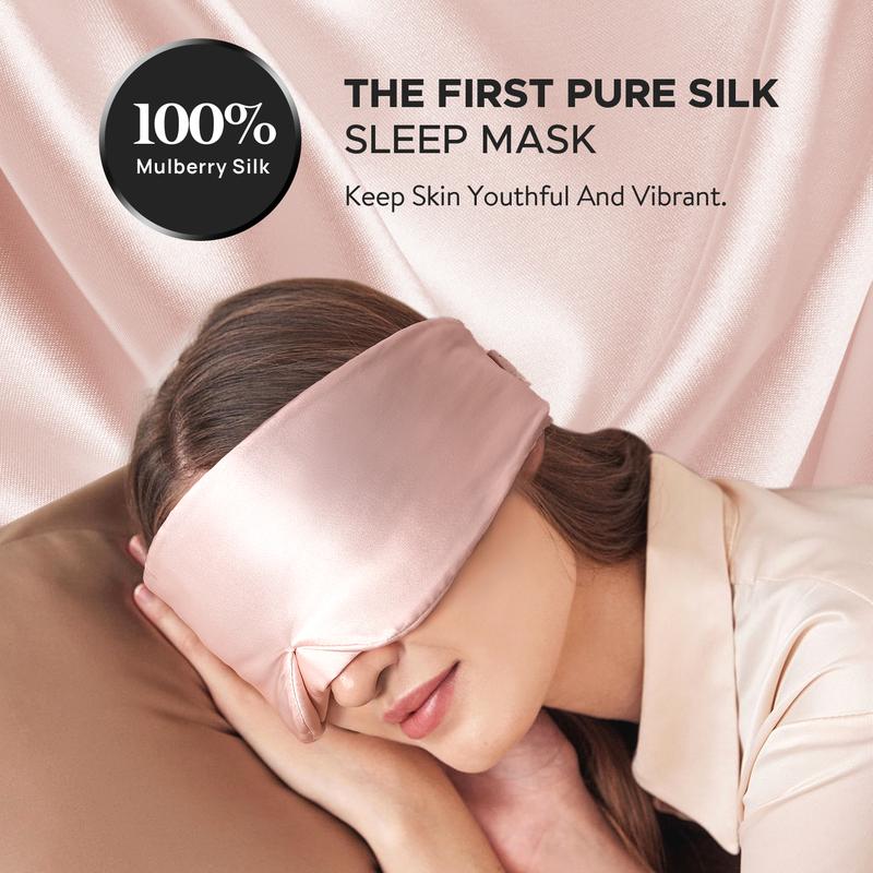 LitBear Pink Silk Sleep Mask for Side Sleeper, Eye Mask Sleeping for Women Men 100% 22 Momme Pure Mulberry Silk