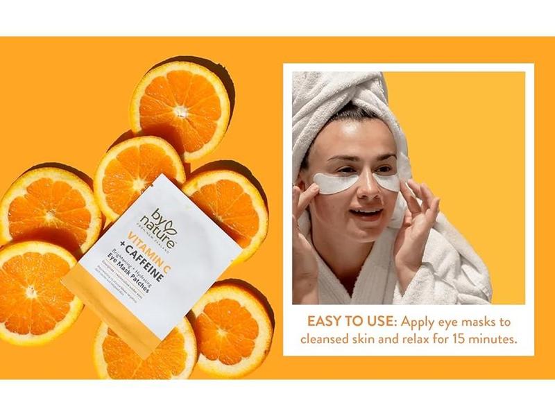 By Nature Skincare From New Zealand Vitamin C And Caffeine Eye Mask Patches To Brighten And Hydrate Skin - 5 Pack