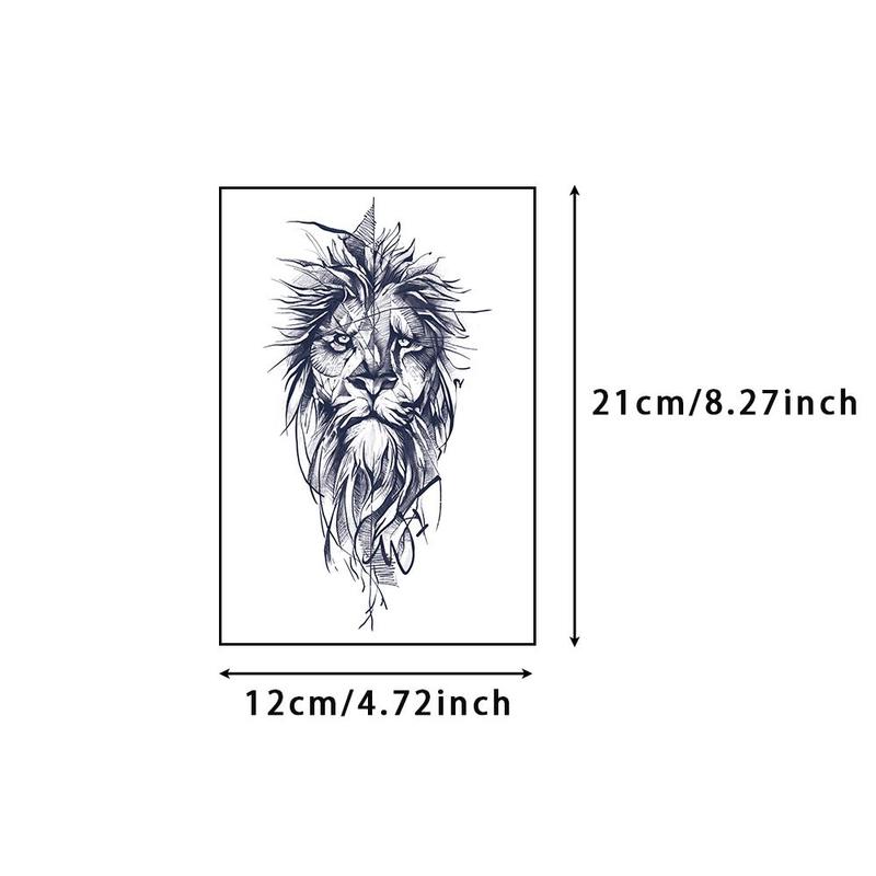 Angel & Lion & Cross & Flower Pattern Temporary Tattoo Sticker, 6 Counts set Waterproof Long Lasting Fake Tattoo Sticker for Christmas Gift, Body Art Sticker for Adults