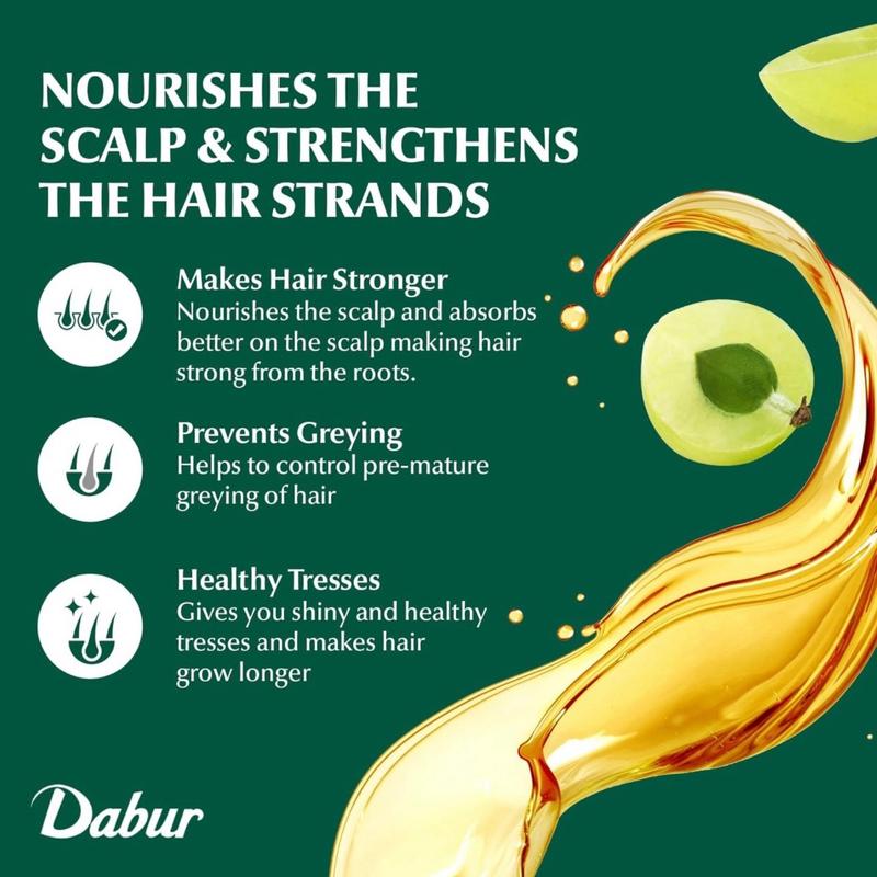 Dabur Amla Hair Oil - Amla Oil, Amla Hair Oil, Amla Oil for Healthy Hair and Moisturized Scalp, Indian Hair Oil for Men and Women, Bio Oil for Hair, Natural Care for Beautiful Hair Moisturizing Hydrating Moisture Comfort Smooth Haircare Lightweight