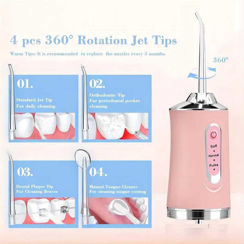 ETHME Oral Irrigator 4 In 1 Water Flosser Cordless Portable and Rechargeable Irrigation Cleaner -Comprehensive Daily Teeth Care Solution for Men Women