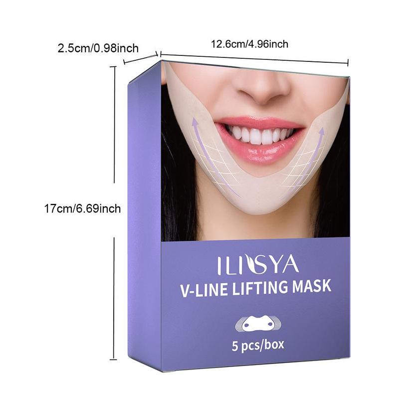 V-shaped Coffee Extract Face Mask, 5 Counts box Moisturizing Face Mask, Face Lifting Mask, Skin Care Product for Women & Girls, Christmas Gift