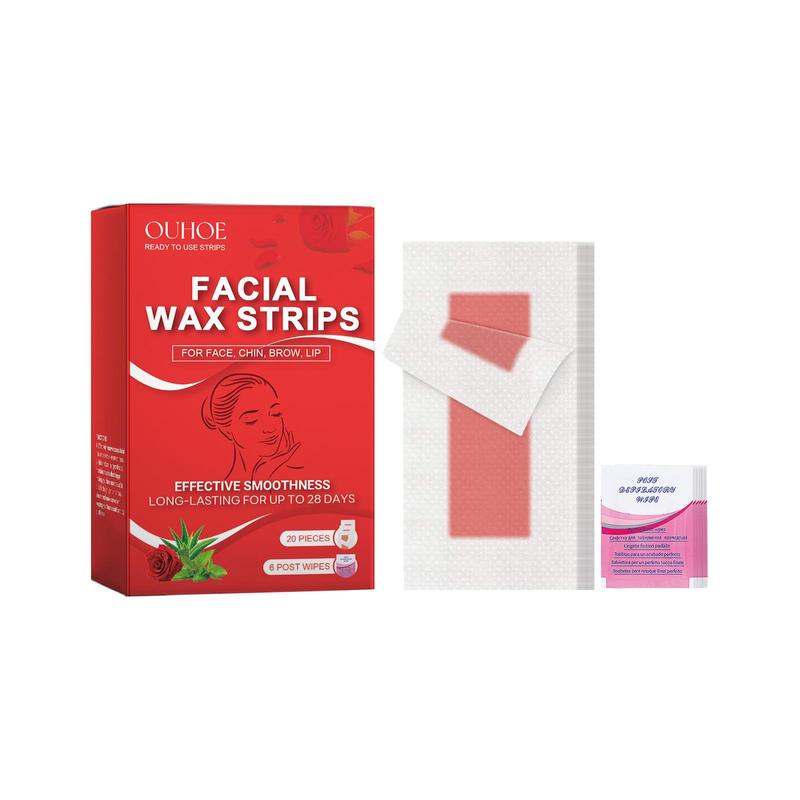 Rose Facial Wax Strips, 1 Box Gentle Facial Hair Removal Wax Strips, Facial Hair Removal Product for Women, Hair Removal Tool for Face, Chin, Brow, Lip