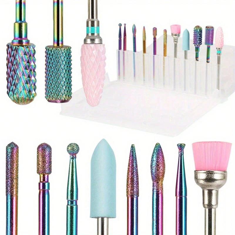 Professional Nail Drill Bits Set, 11pcs set Tungsten Carbide Nail Drill Bits, Poly Gel Cuticle Remove Manicure Pedicure Shaping Tools