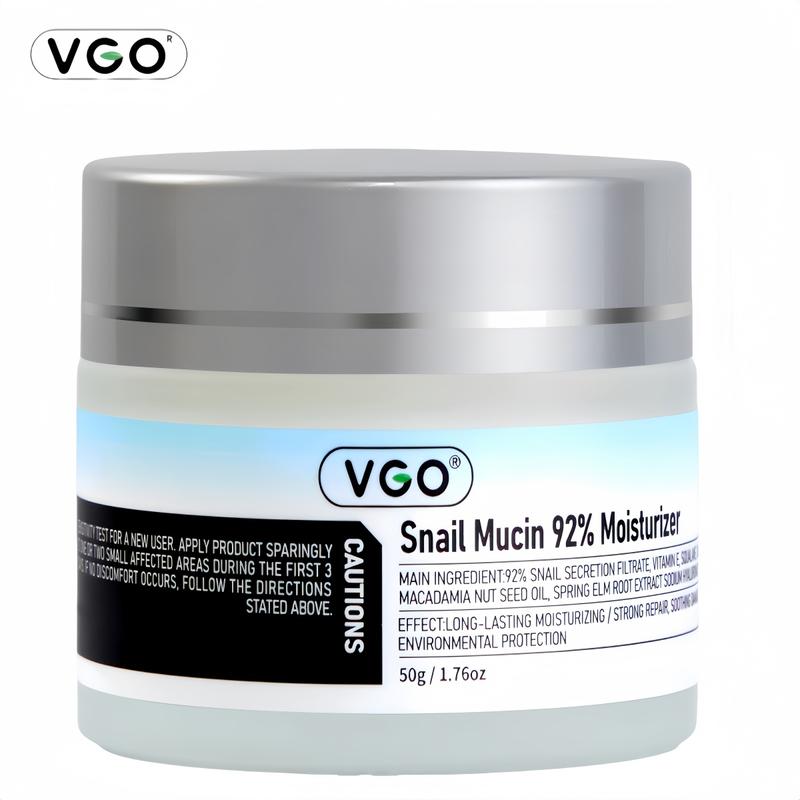 VGO Snail Mucin 92% Moisturizer Daily Face Gel Cream for Dry & Sensitive Skin,Cleanser Moisturizing Skincare,Face Serum,Serum for Women and Men and VGO Vitamin C Facial Serum Essence,30ml 60ml Moisture Cleansing Set