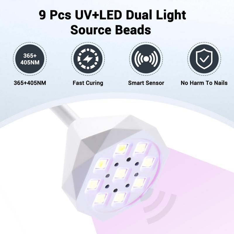 Nail Lamp, Cordless UV LED Nail Lamp, Auto Sensor with 4 Timers, Rechargeable Flash Cure Lamp with Love Base, Great for DIY Home & Salon Manicure, Christmas Gift