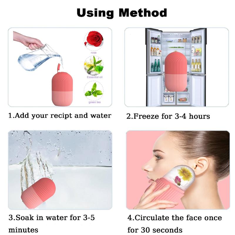 Ice Face Roller, Reusable Silicone Mold Face Massage Eye Facial Beauty Skin Care Tools Apply Ice for Shrink Pores Anti Wrinkle Reduce Puffiness Improve Skin Elasticity Comfort