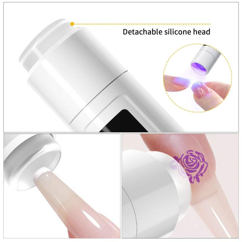 Portable Nail Art Lamp with Holder, 1 Set Rechargeable 360 Degree Rotating Nail Polish Curing Lamp, Nail Tools for Home and Salon Use