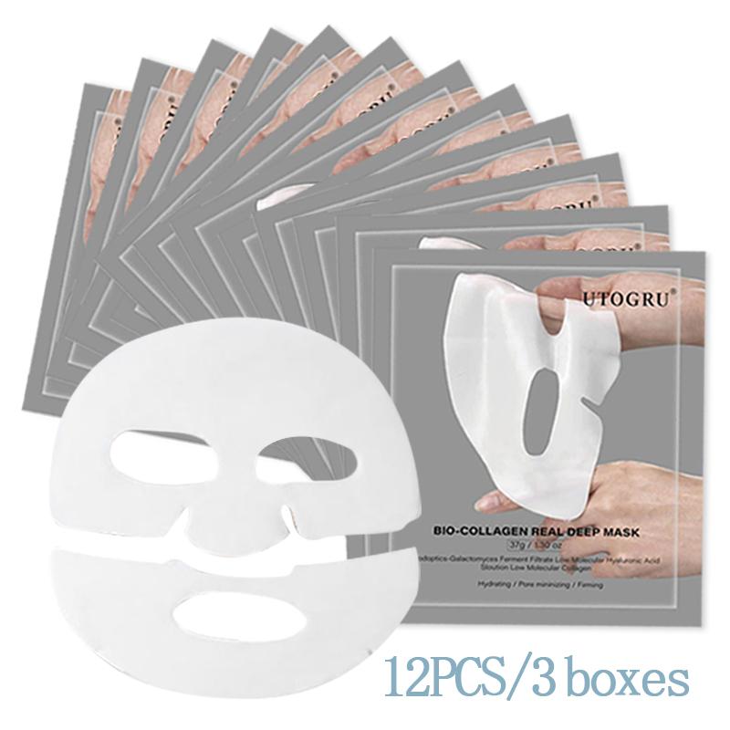 12PCS UTOGRU Deep Collagen Power Boosting Mask | THE OVERNIGHT COLLAGEN MASK | Firming Facial Mask