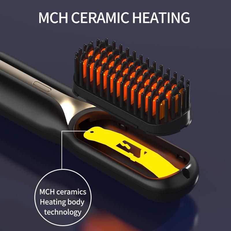 Fast Heating Mini Portable Electric Hair Straightener, 3 Temperature Rechargeable Hair Straightening Comb, Hair Styling Tool for Home & Travel Use, Christmas Gift