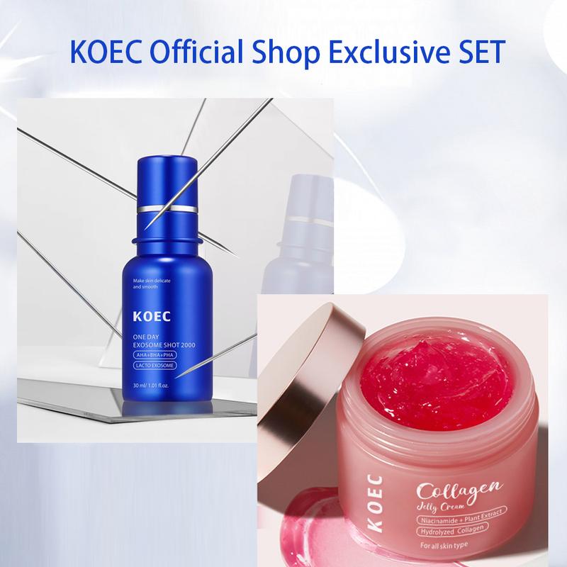 [KOEC Official Shop Exclusive SET] Korea HomeAesthetics Dual Action Set l Experience the GlassGlow Effect with Zero Exosome MicroparticleEssence + Collagen Niacinamide Jelly Cream Setface mask black girls