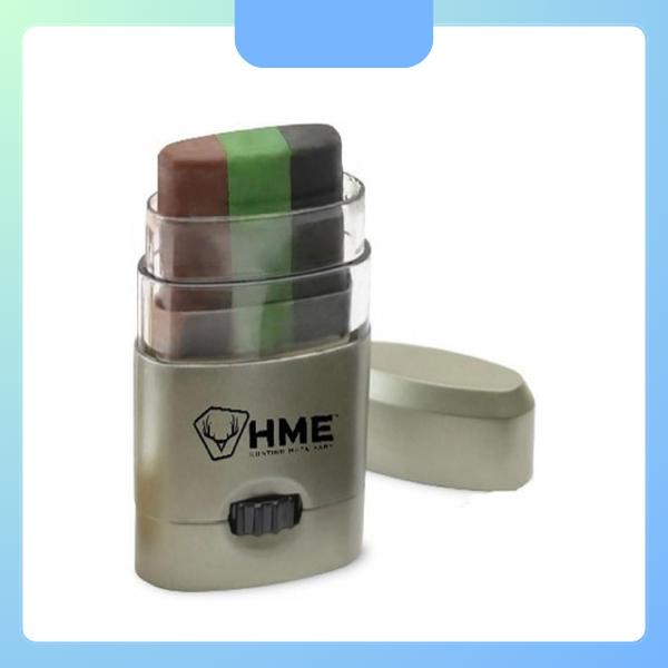 HME 3 Color Camo Face Paint Mess-Free Application Stick for Hunting - Long-Lasting Concealment Makeup - Cosmetic