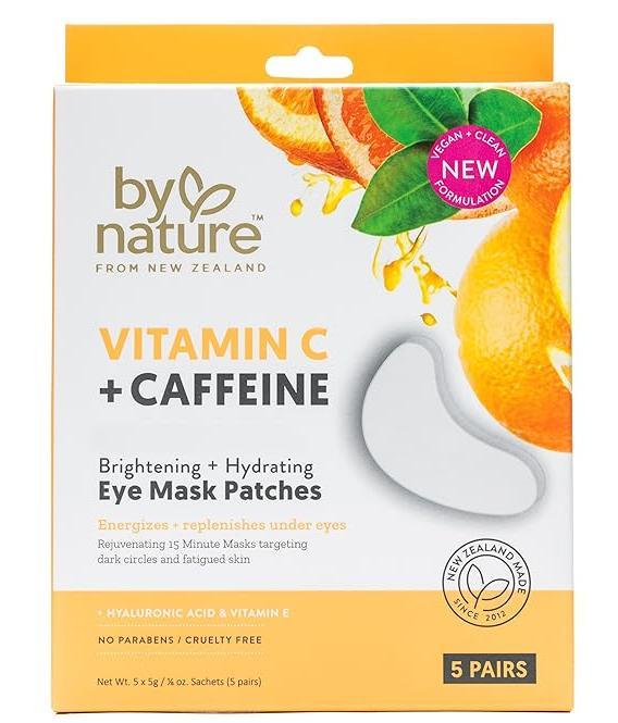 By Nature Skincare From New Zealand Vitamin C And Caffeine Eye Mask Patches To Brighten And Hydrate Skin - 5 Pack