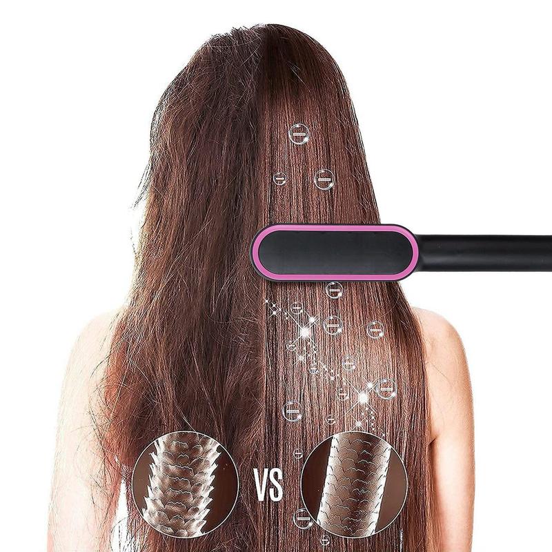 Electric Hair Straightener Brush Straightening Curler Brush Hot Comb 5 Temperature Adjustment 10S Fast Heating plug adjustable hair brush comfort