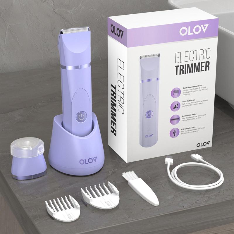 OLOV Electric Body Hair Trimmer - Groin Hair Trimmer, Private Ball Hair Trimmer for Men and Women - Replaceable Ceramic Head, USB Rechargeable, Waterproof Hygienic Shaver Safe and Fast Gift Cordless, Christmas Gift, New Year Gift