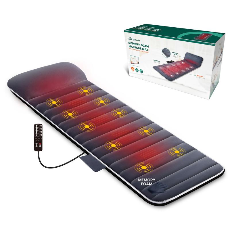 Snailax Memory Foam Massage Mat with Heat, 6 Heating pad,10 Vibration Motors Massage Mattress Pad, Full Body Massager