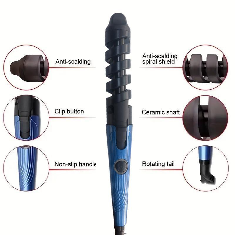 Electric Hair Curler, 1 Box Professional Hair Curler for Home & Travel, Clipped Curling Iron with Extra Long Tourmaline Ceramic Barrel, Hair Styling Tool for Women & Girls