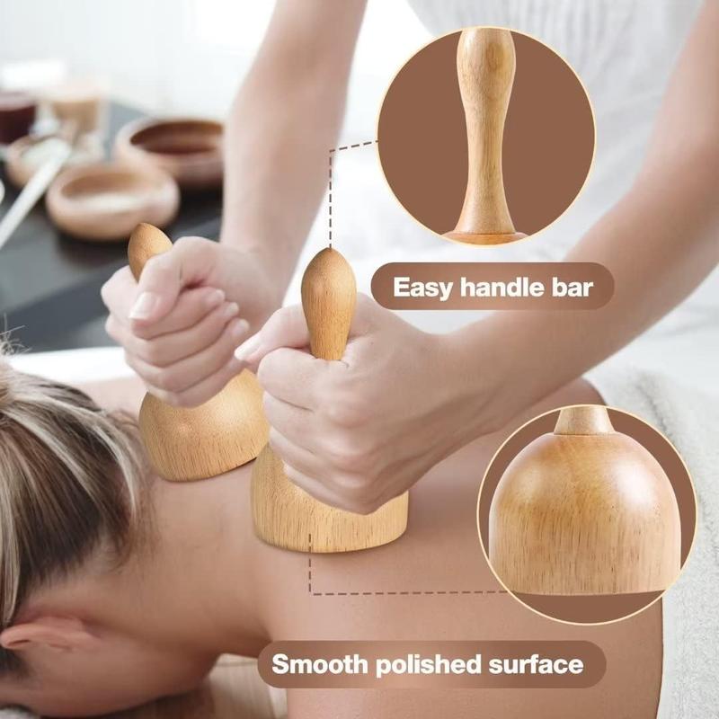 Wooden Massage Tool Set, 6 Counts Traditional Manual Massage Tools for Body Face Sculpting, Comfort Muscle Relaxation & Stretching, Home Sports Outdoor Gua Sha Tool Set, Body Care Tools, Massagers for Neck, Christmas Gift