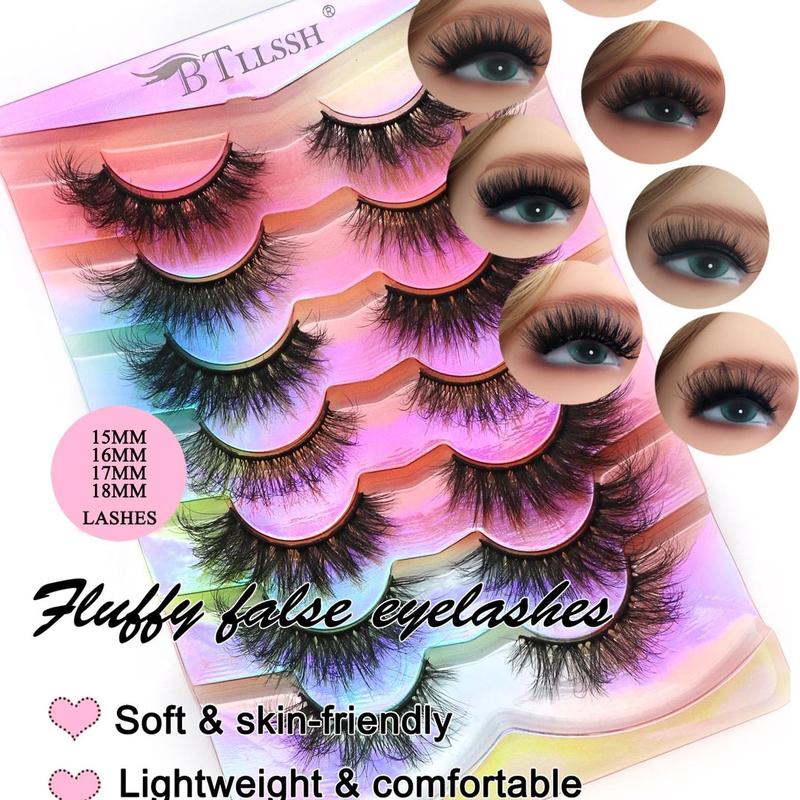 Fluffy False Eyelashes for Eyelashes Extensions, 7 Pairs Volumized Eyelash Extension, Facial Detailing Makeup Cosmetic Accessories, Music Festival Makeup Product, Lashes Extension Kit, Christmas Gift