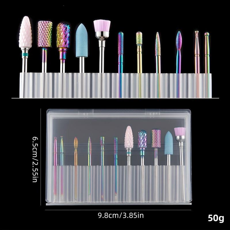 Professional Nail Drill Bits Set, 11pcs set Tungsten Carbide Nail Drill Bits, Poly Gel Cuticle Remove Manicure Pedicure Shaping Tools