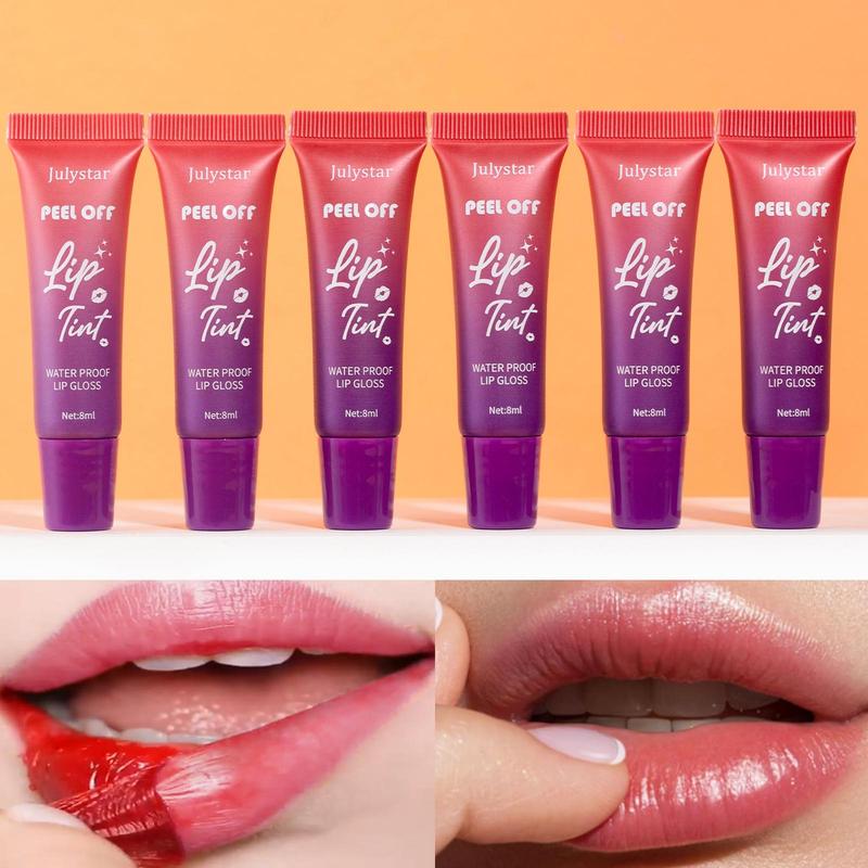 Fruity Peel Off Lip Tint, 1 Box Long Lasting Lip Gloss, Waterproof Peel Off Lip Stain, Lip Makeup Product for Women & Girls, Christmas Gift