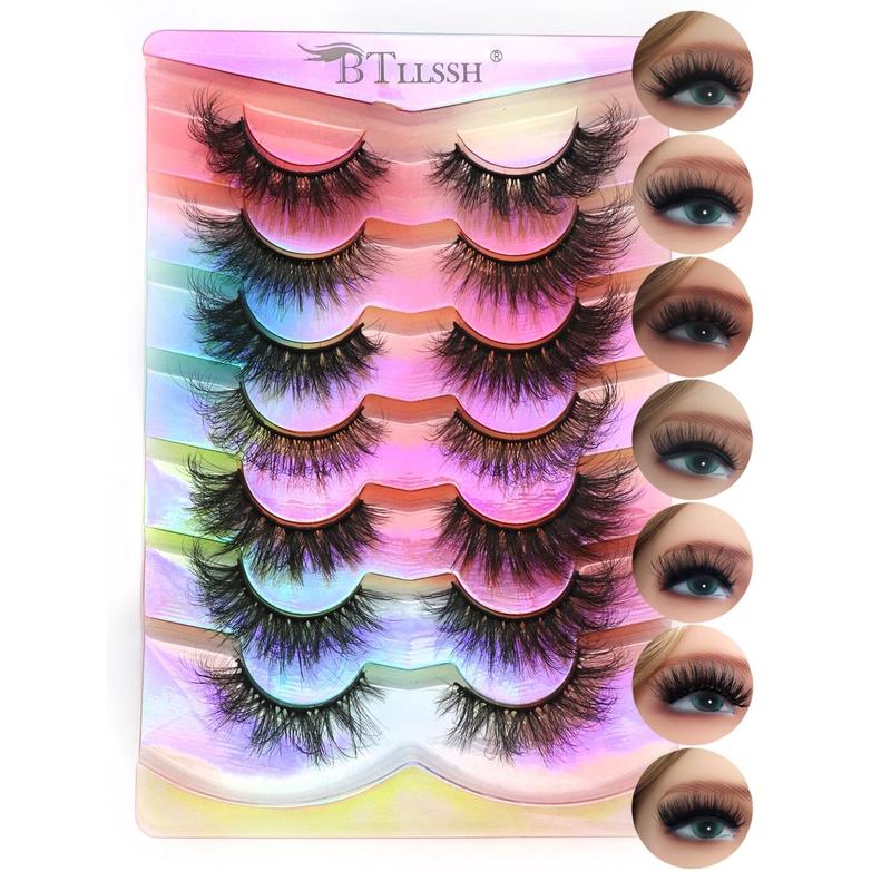 Fluffy False Eyelashes for Eyelashes Extensions, 7 Pairs Volumized Eyelash Extension, Facial Detailing Makeup Cosmetic Accessories, Music Festival Makeup Product, Lashes Extension Kit, Christmas Gift