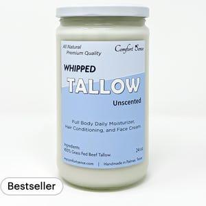 All-Natural unscented Whipped Tallow, Grass fed Beef Tallow Moisturizer