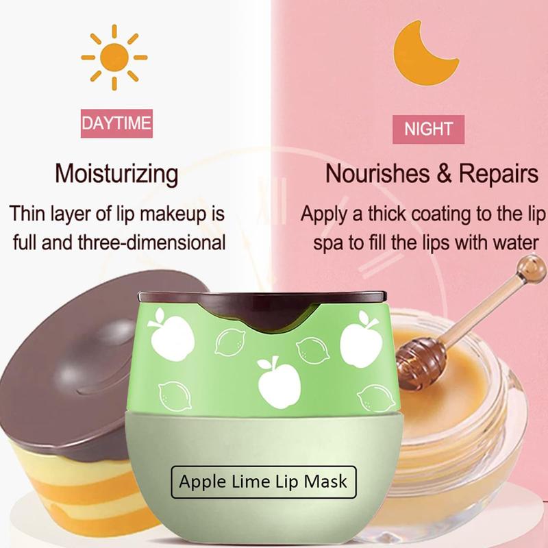 4 Pcs Bee Lip Balm Honey Pot,Strawberry&Watermelon&Honey&Apple Lime Lip Mask Overnight Hydrating Prevention Dry and Cracked Lip Scrubs Exfoliator Lip Care, Lip Sleeping Mask Reduces Lip Lines , lip liner , lipstick Moisture Moisturize