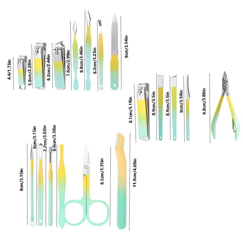 Gradient Color Nail Clipper Set with Storage Case, 1 Set Stainless Steel Manicure Tools, Personal Beauty Care Tools for Men and Women, Christmas Gift